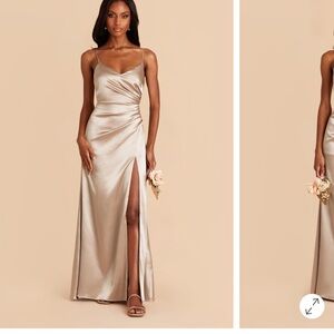 Size S birdy grey Catherine neutral champagne shiny satin bridesmaid dress. New!